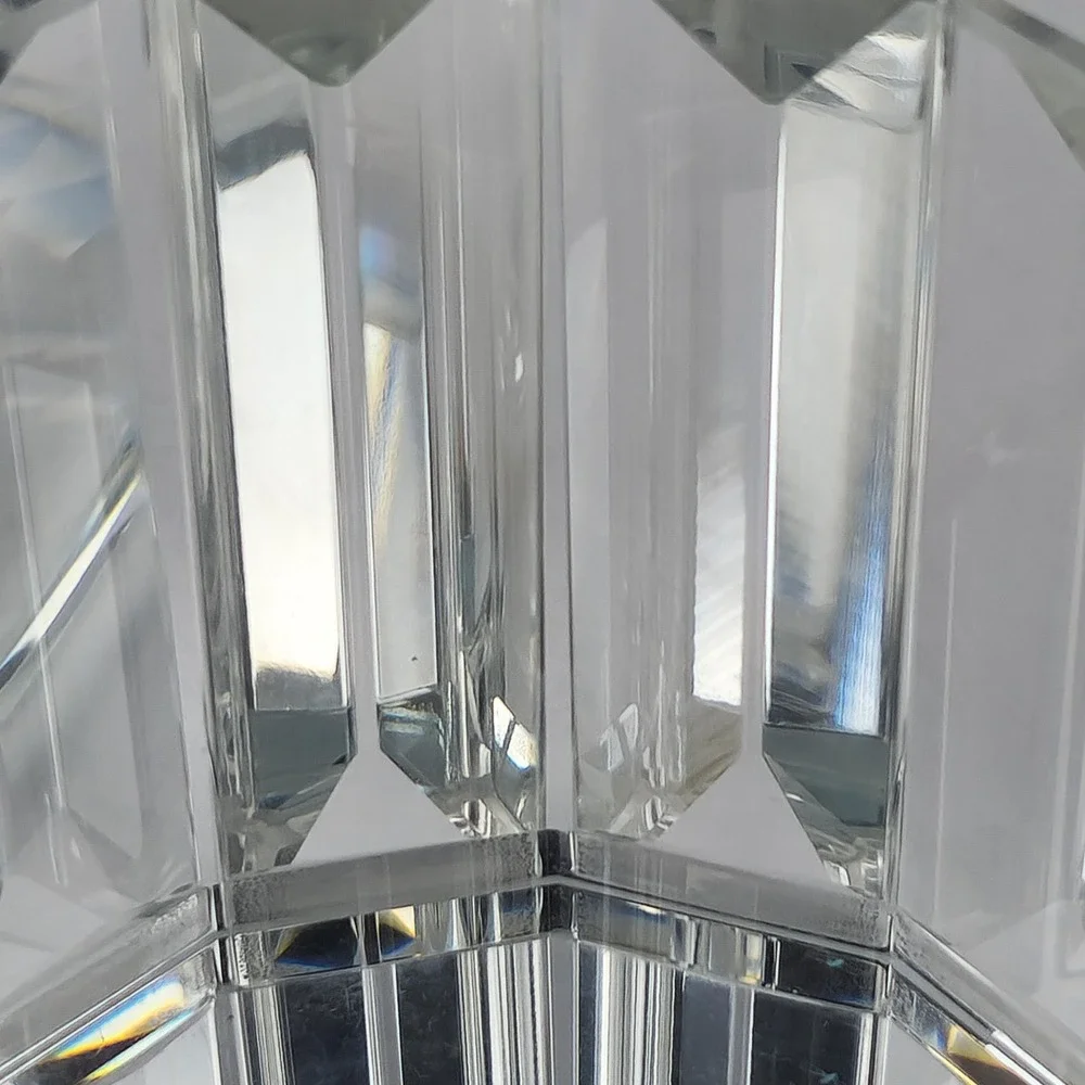 Faceted Crystal Glass Panel Trinket Jar with Lid‎ Prismatic Vanity Decor